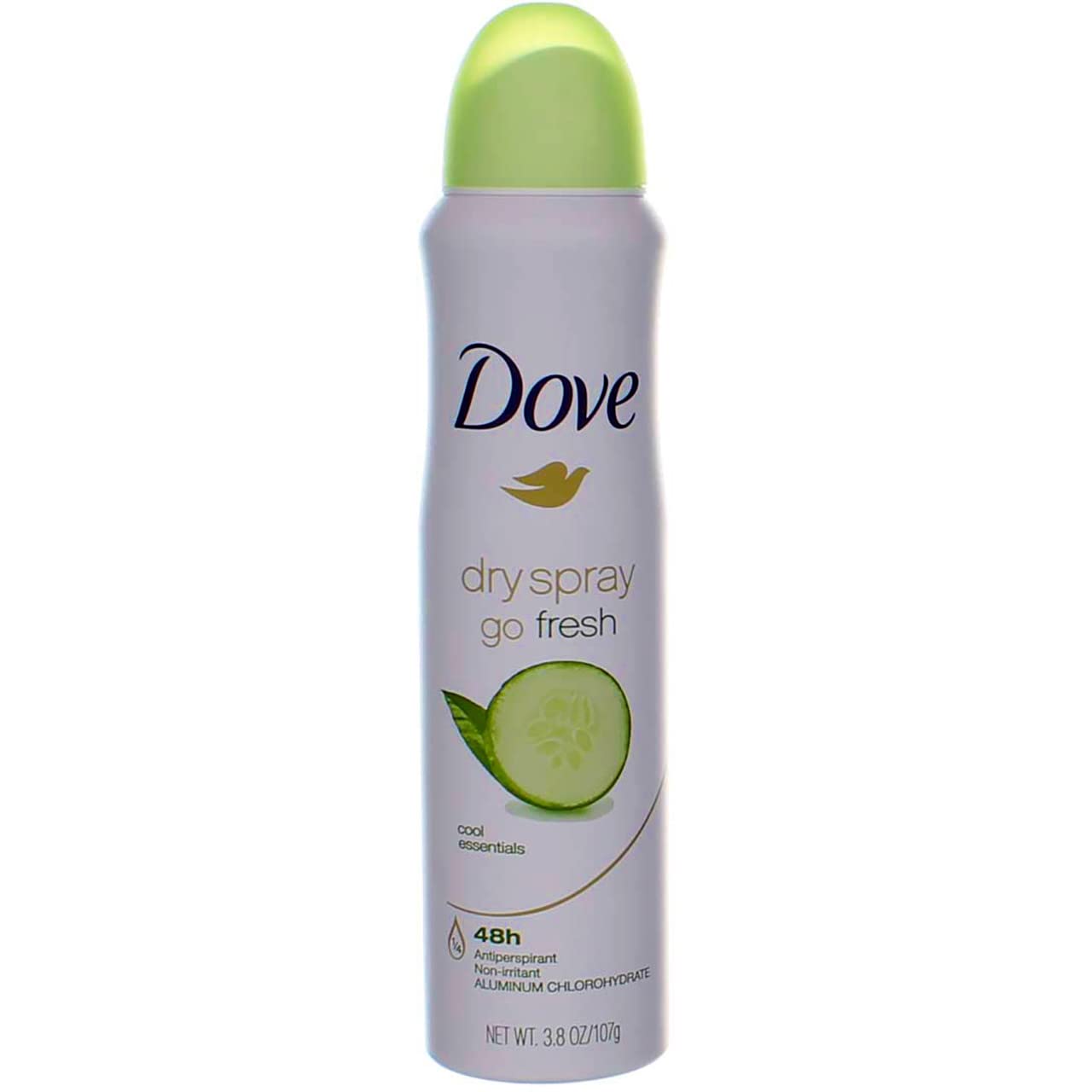 Dove Dry Spray Cool Essentials bottle front for quick daily freshness.