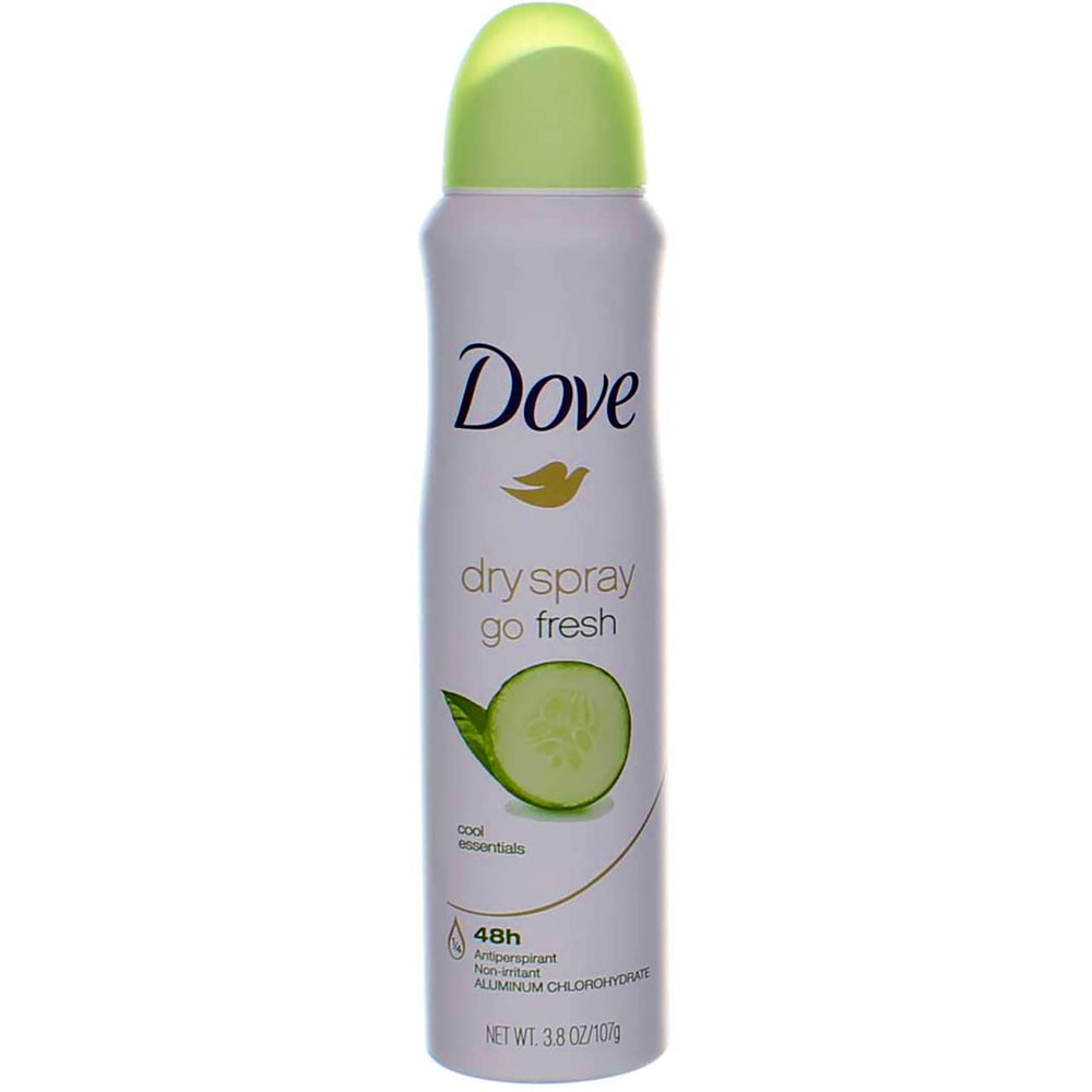 Dove Dry Spray Cool Essentials bottle front for quick daily freshness.