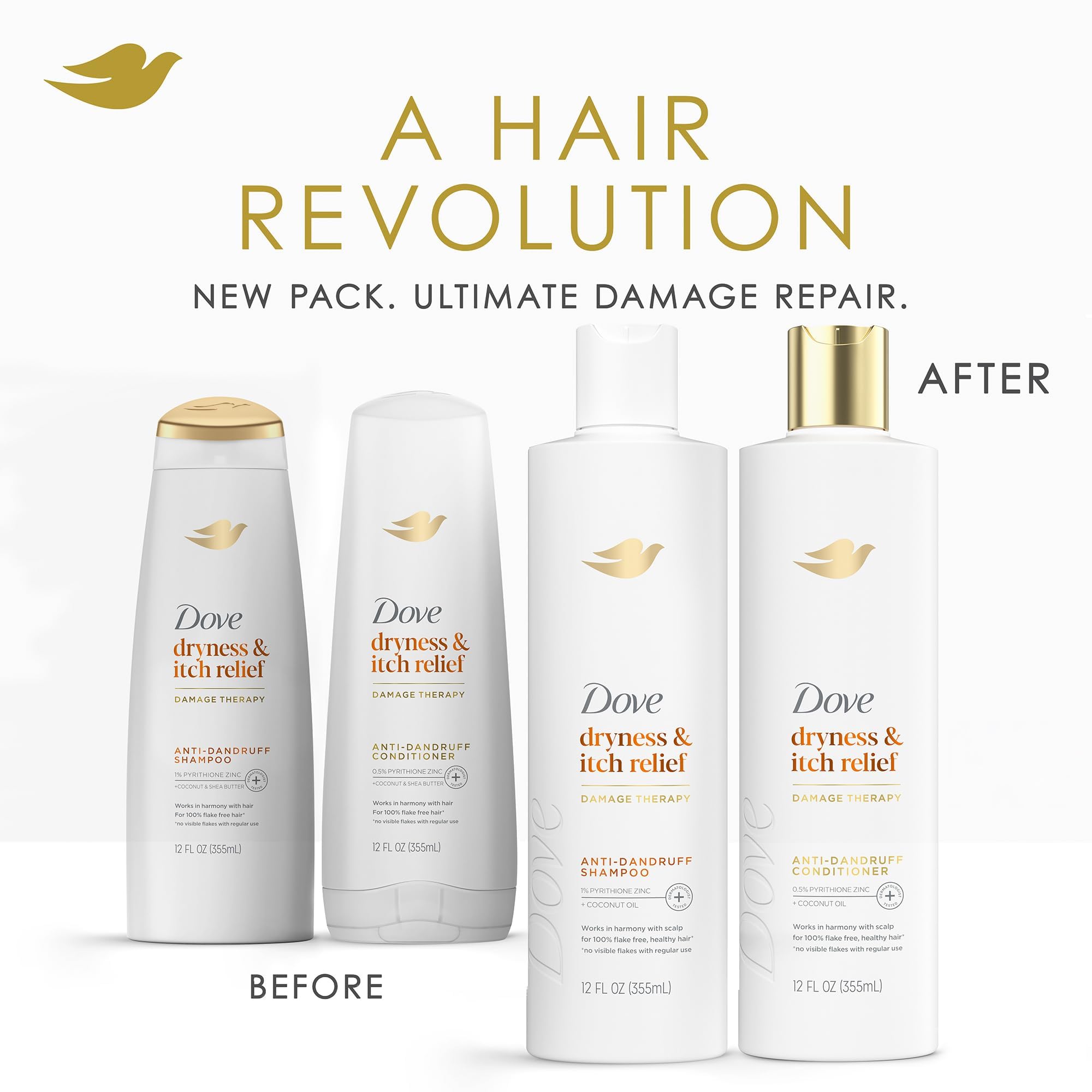 Cuidado diario del cabello en casa con Dove DermaCare, anti-encrespamiento suave.