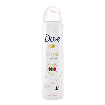 Dove desodorante aerosol seco, acabado claro para piel suave.