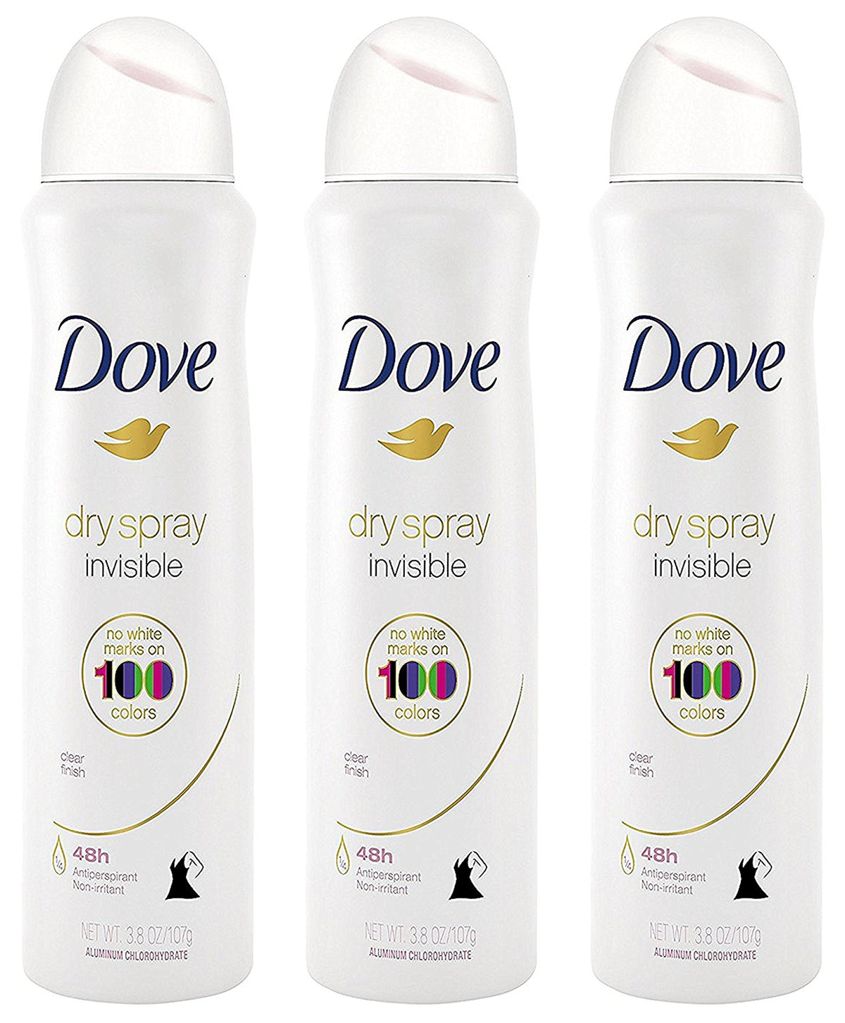 Dove desodorante aerosol seco invisible, evita manchas en la ropa.