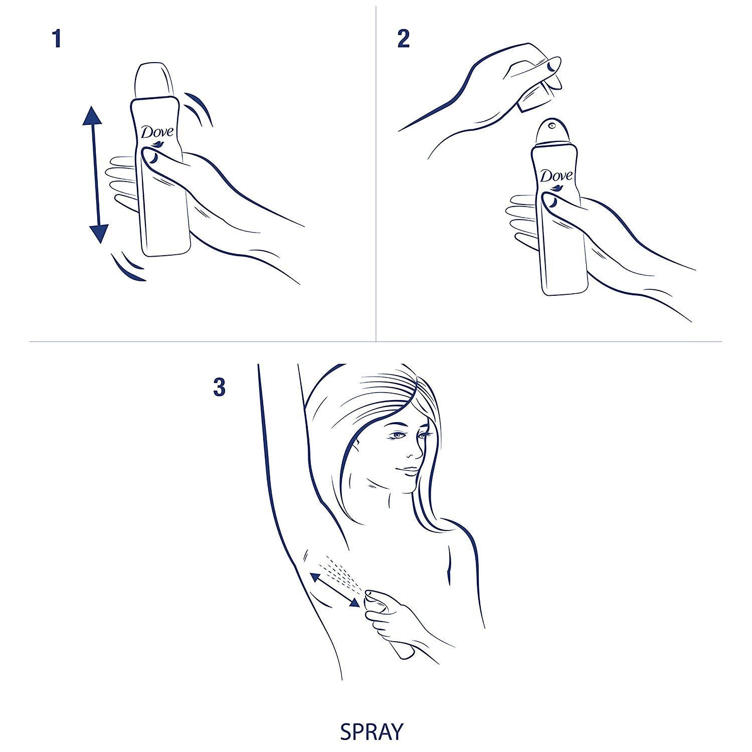 Dove desodorante aerosol seco, protección de hasta 48 horas.