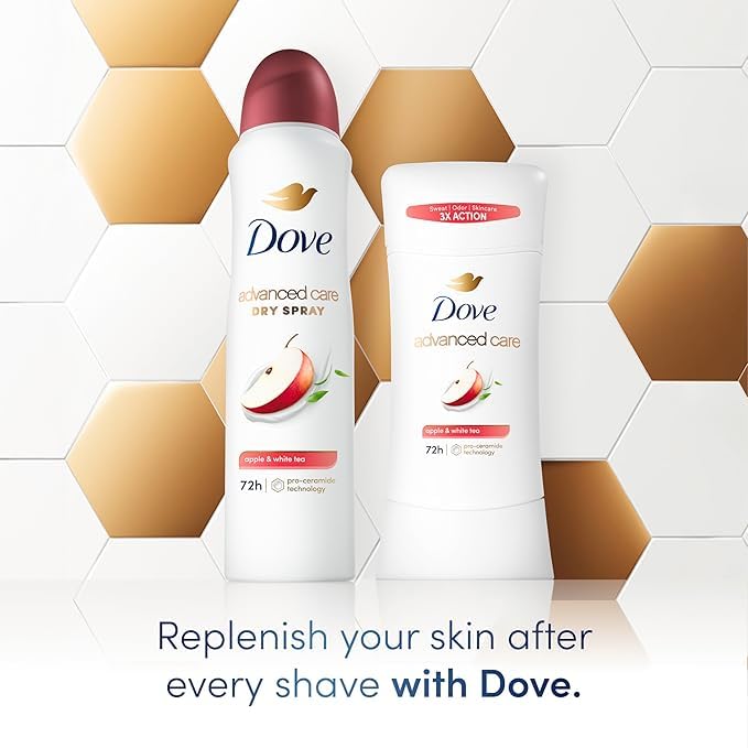 Dove desodorante en barra, aplicación suave para piel sensible.