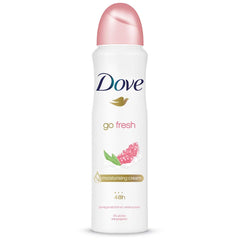 Dove Desodorante Cuerpo Pomegranate, botella visible para uso diario.
