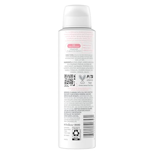 Dove desodorante corporal en spray control de olor 72 horas para uso diario