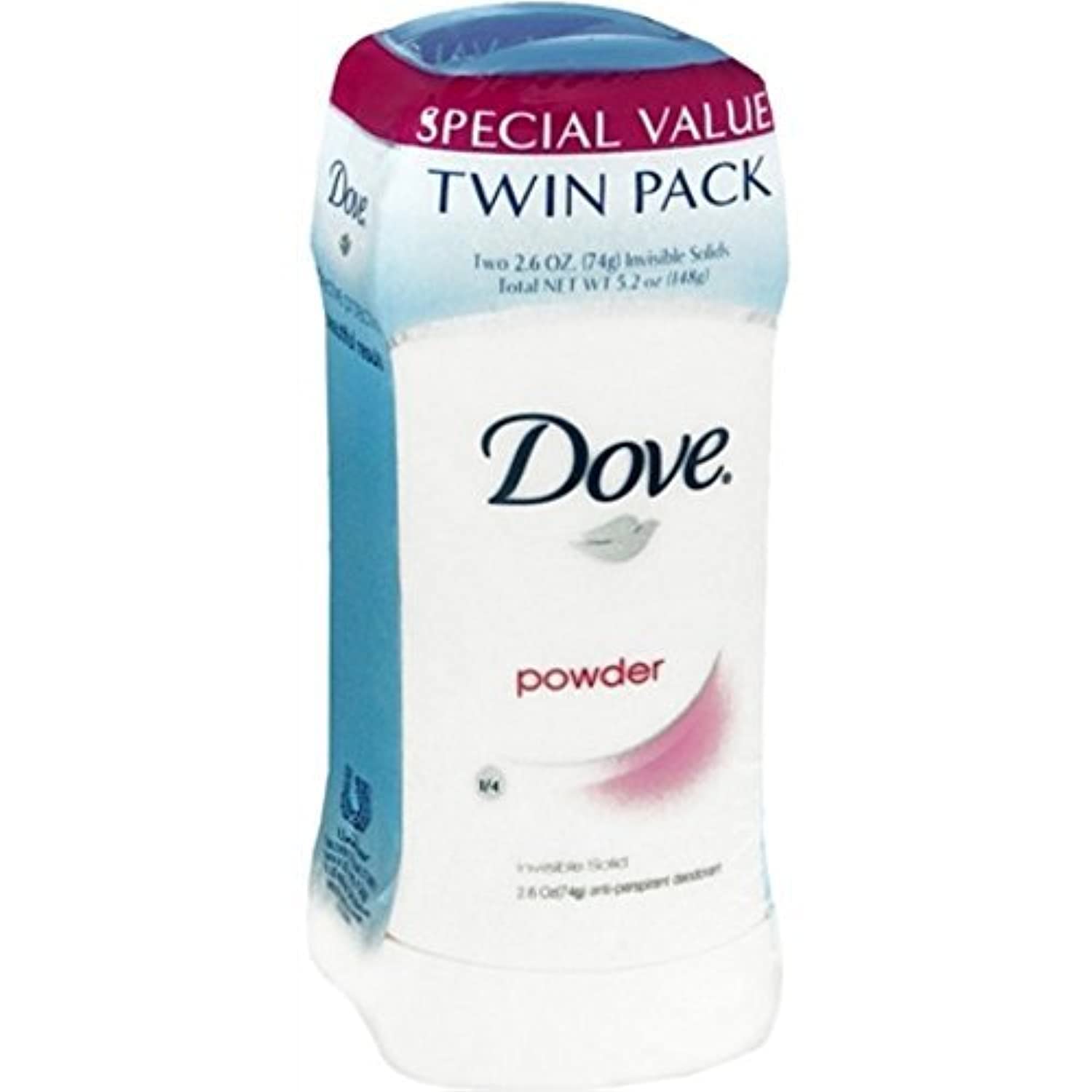 Dove Desodorante invisible en barra polvo, protección diaria y fragancia suave.