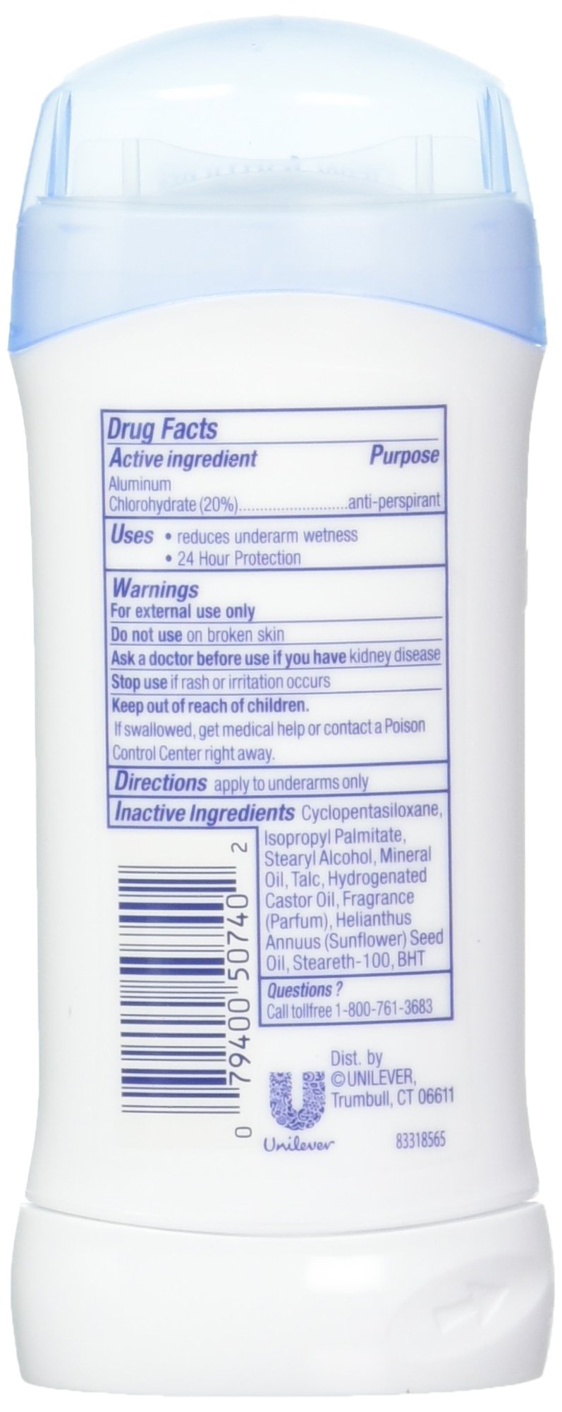 Dove desodorante invisible sensible sólido 76 ml, aplicación suave para piel delicada.