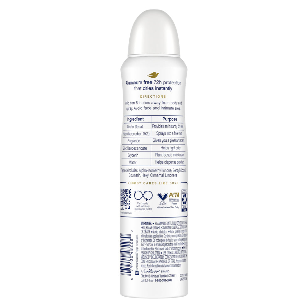 Dove desodorante sin aluminio, aplicación en axila para frescura duradera.