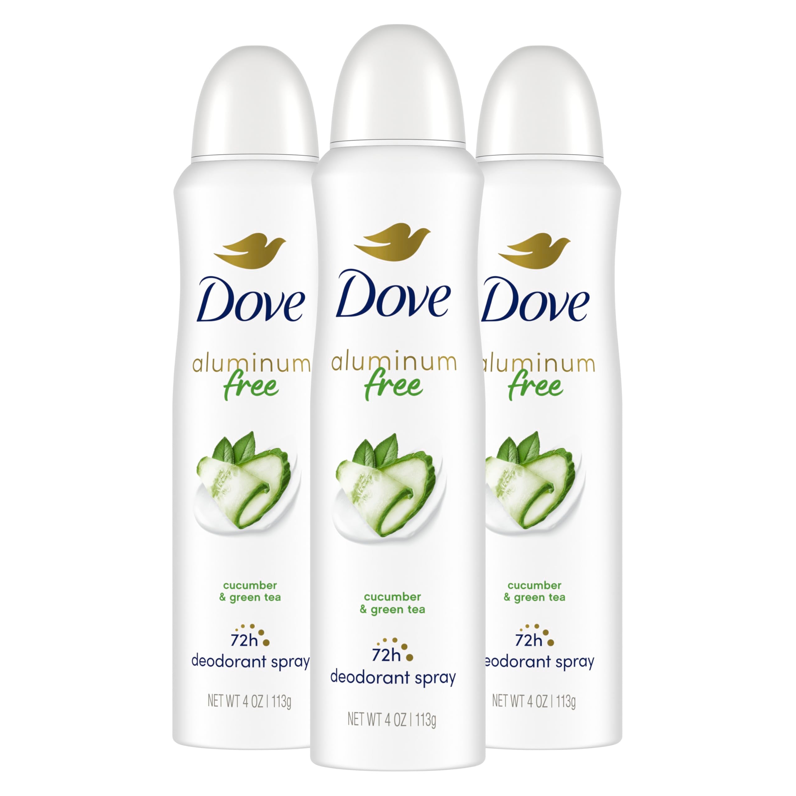 Dove desodorante sin aluminio para mujer, botella visible, protección suave para la piel.
