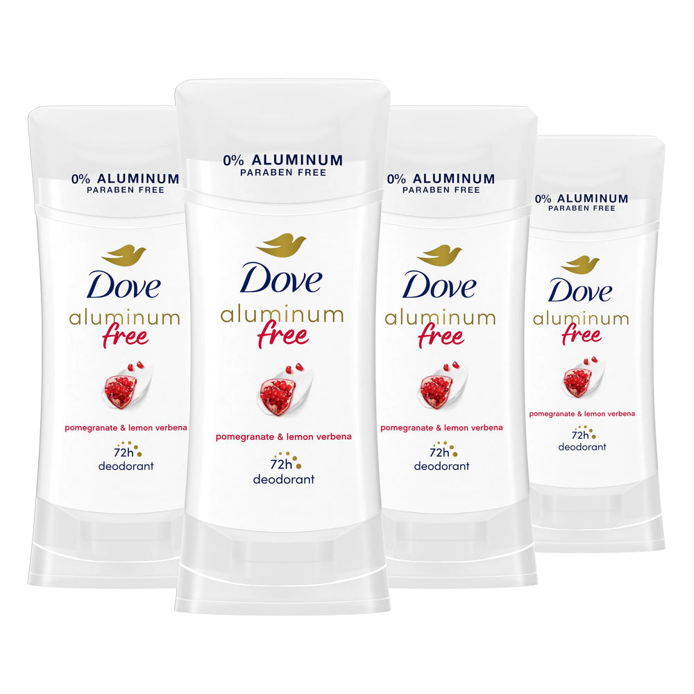 Dove desodorante sin aluminio para mujer en barra granada y verbena, protección duradera.
