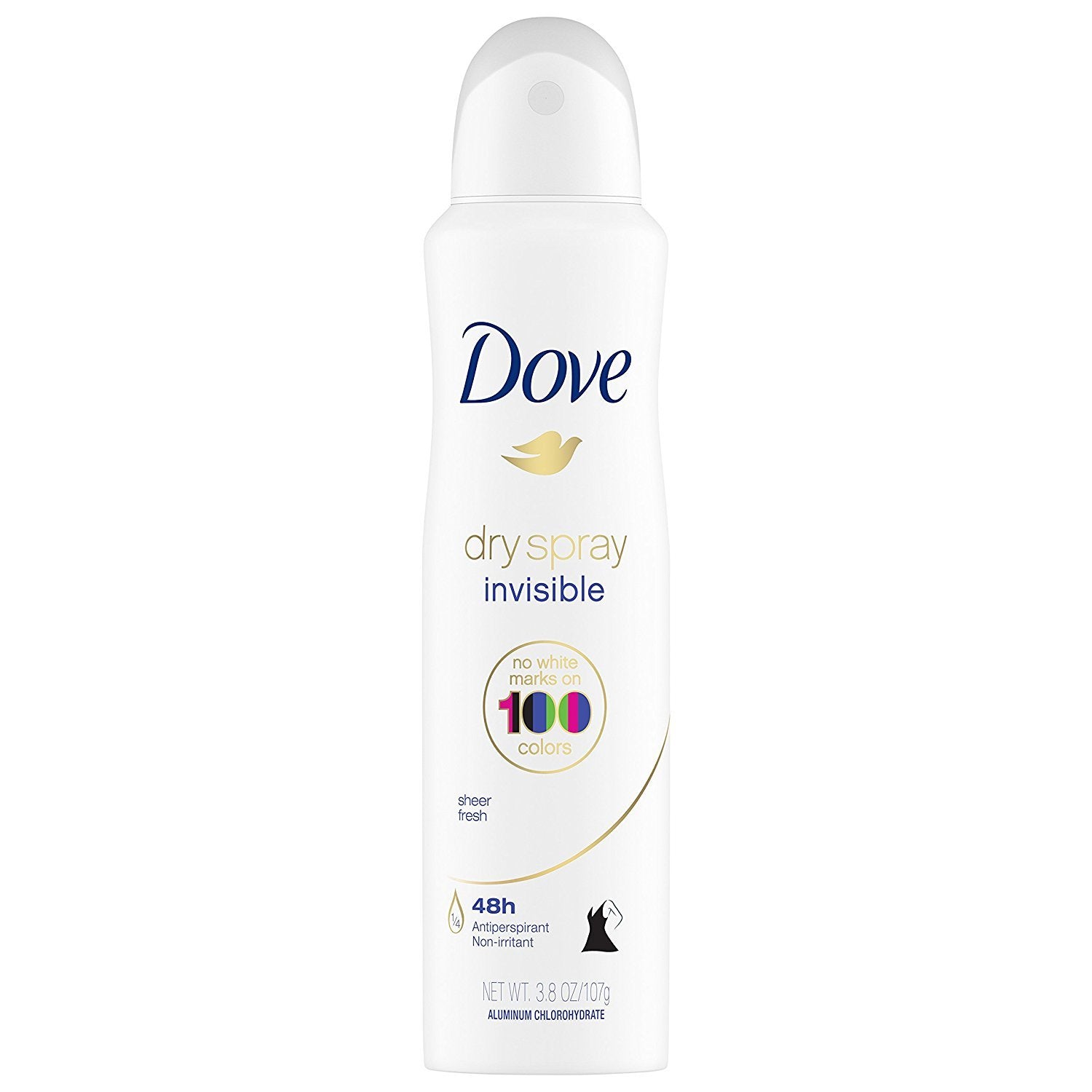 Aplicación del Dove spray invisible en la axila para uso diario.