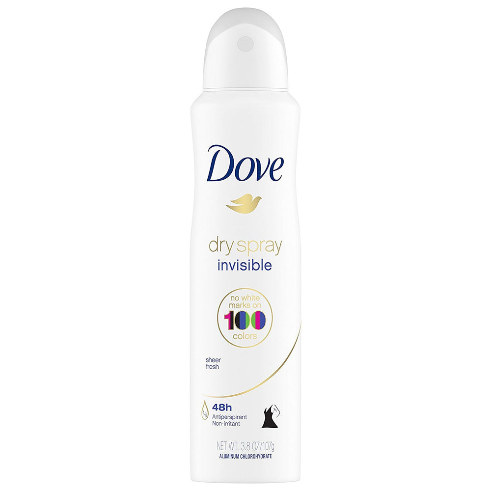 Aplicación del Dove spray invisible en la axila para uso diario.