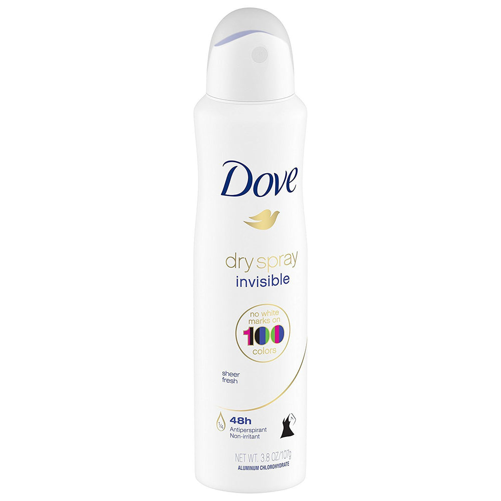 Desodorante Dove en spray invisible sin manchas en ropa de colores.