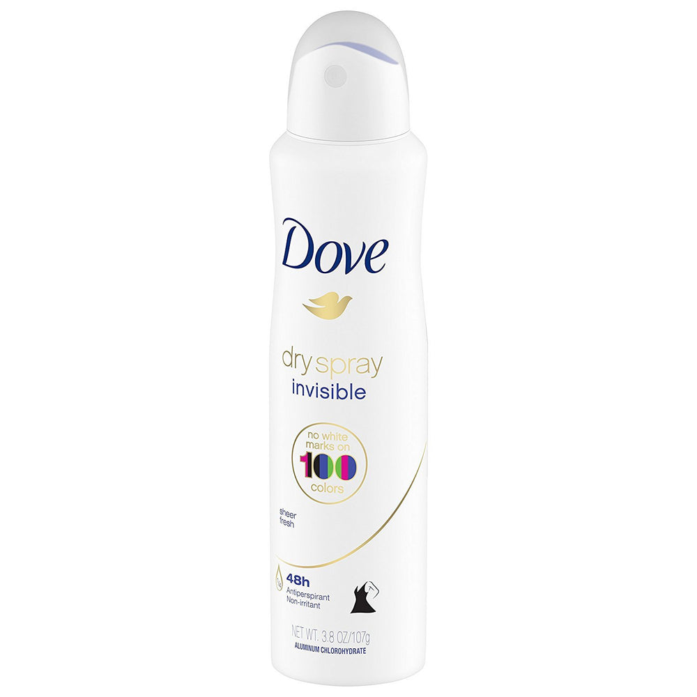 Paquete de tres desodorantes Dove spray seco invisible para ahorro.