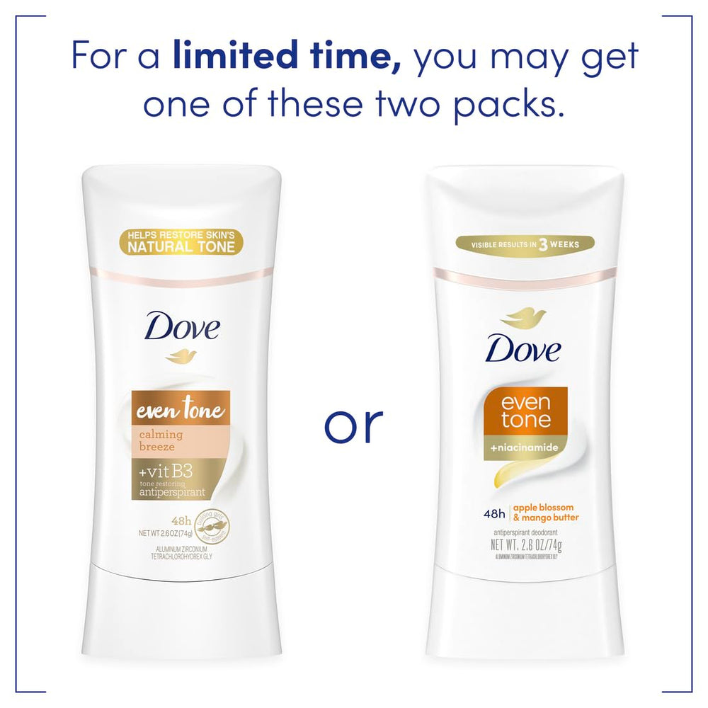 Dove Equilibrio de Tono empaque con fragancia floral.