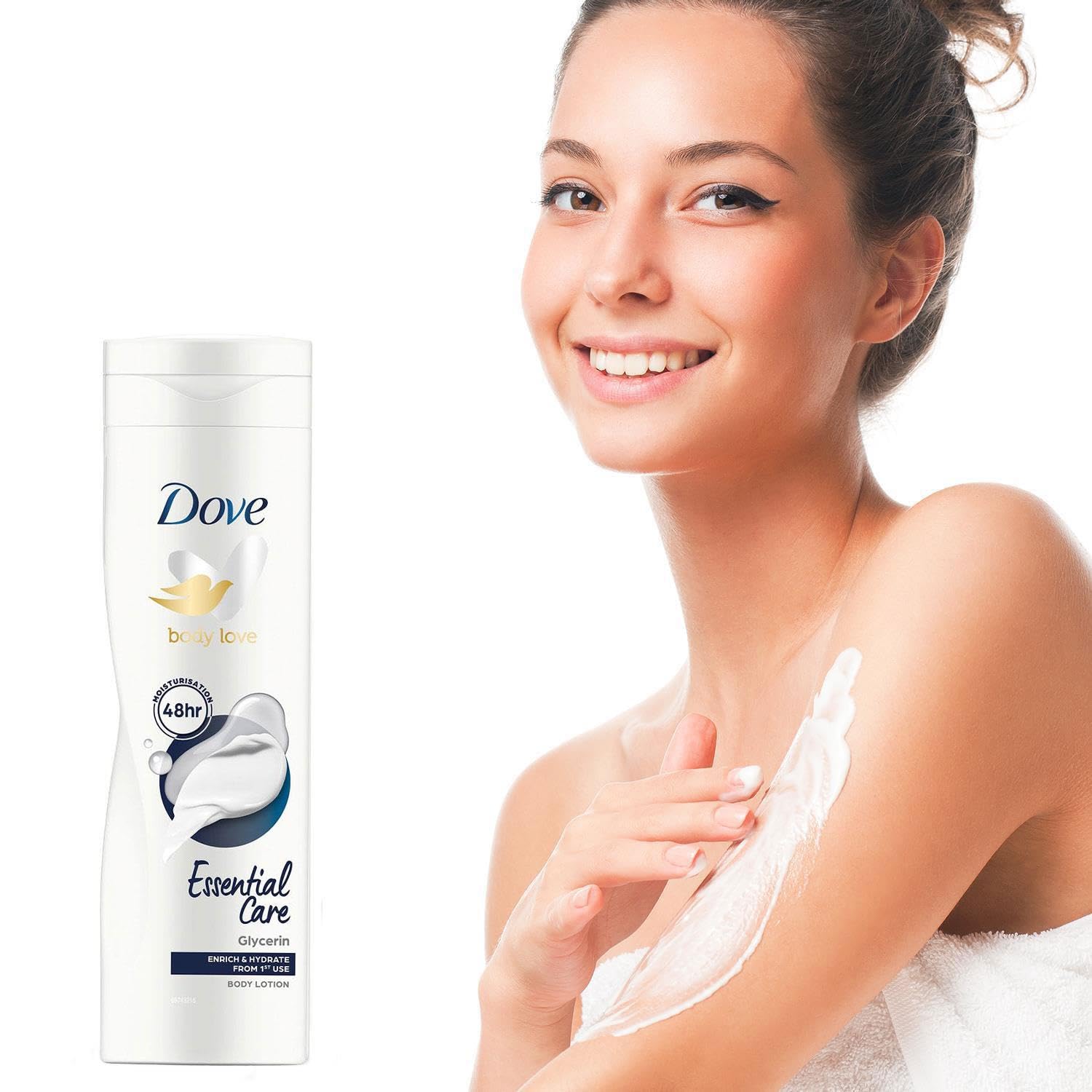 Dove crema corporal, dos frascos, opción práctica para rutinas diarias de hidratación.