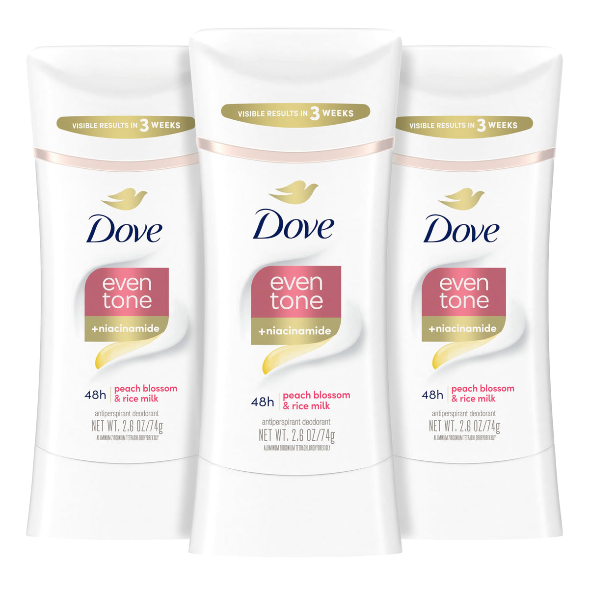 Dove Even Tone desodorante en barra con flor de durazno y aroma fresco