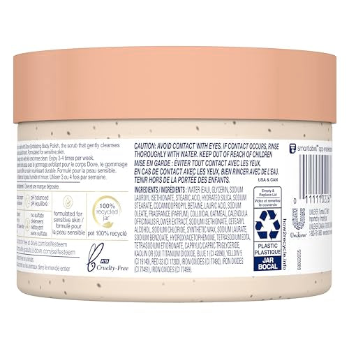 Dove Exfoliante Corporal aplicación en mano, deja crema suave para la piel.