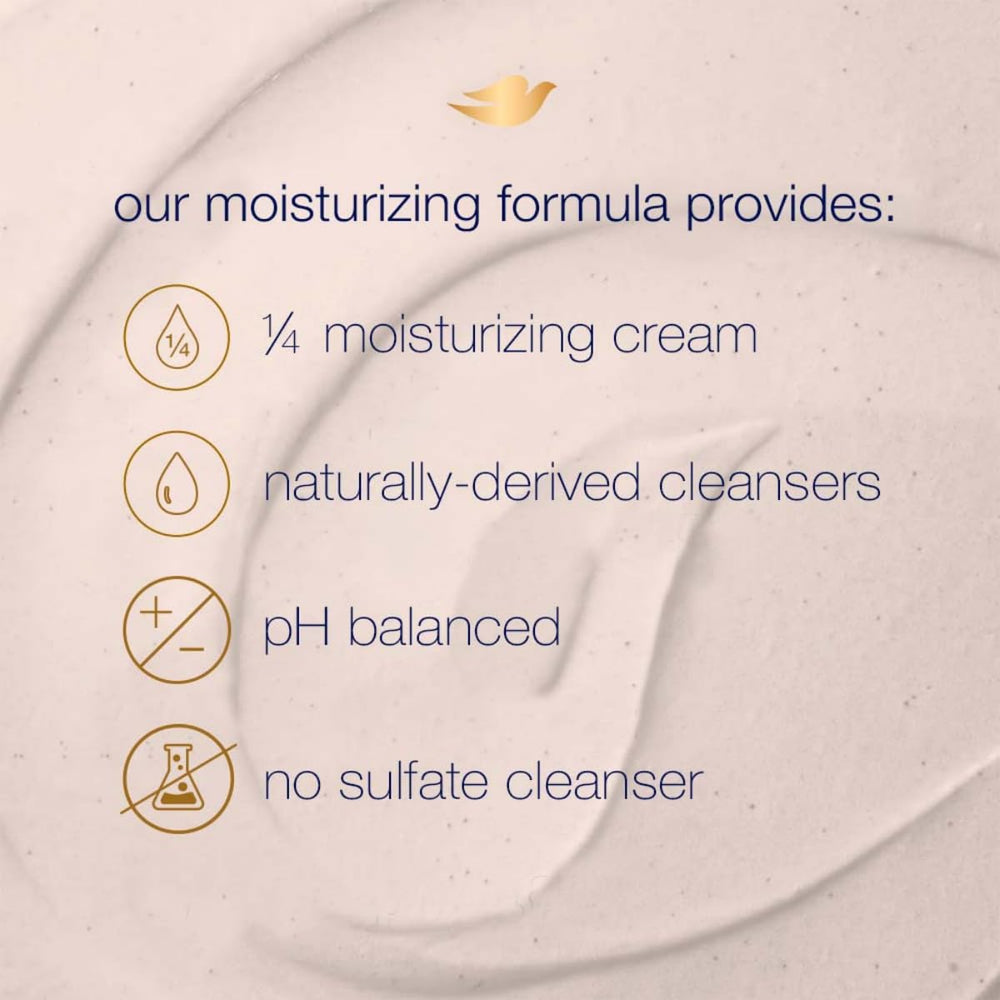 Dove Exfoliante Corporal fragancia herbal floral, realza la experiencia de ducha.
