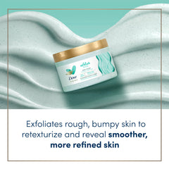 Dove Exfoliate Away Body Polish en la ducha, exfoliación suave para piel más refinada.