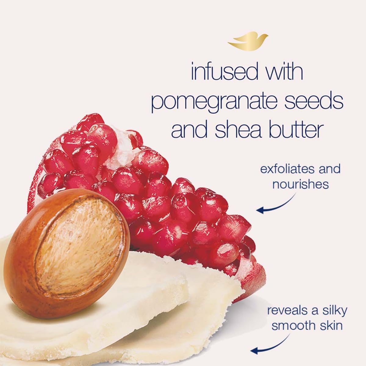 Dove Exfoliating Body Polish aplicación en mano para uso cómodo