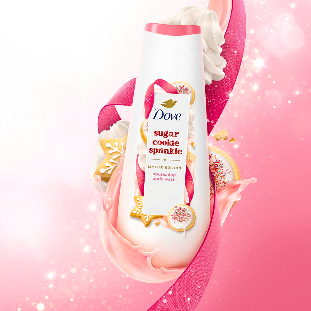 Dove gel de ducha galleta de azúcar, uso diario recomendado para cuidado ligero.