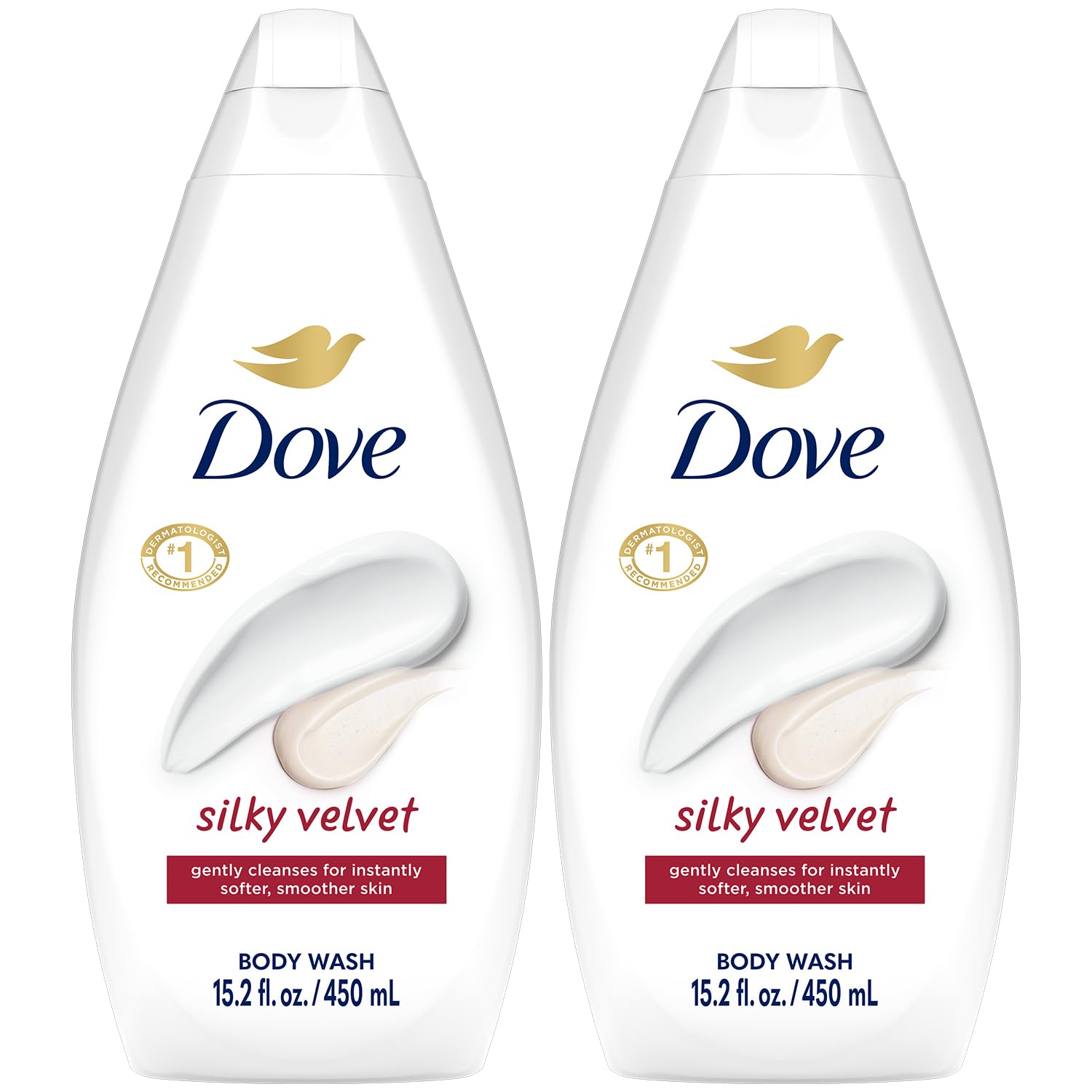 Dove gel de ducha Sedoso Terciopelo, pack de 2 botellas para piel suave.