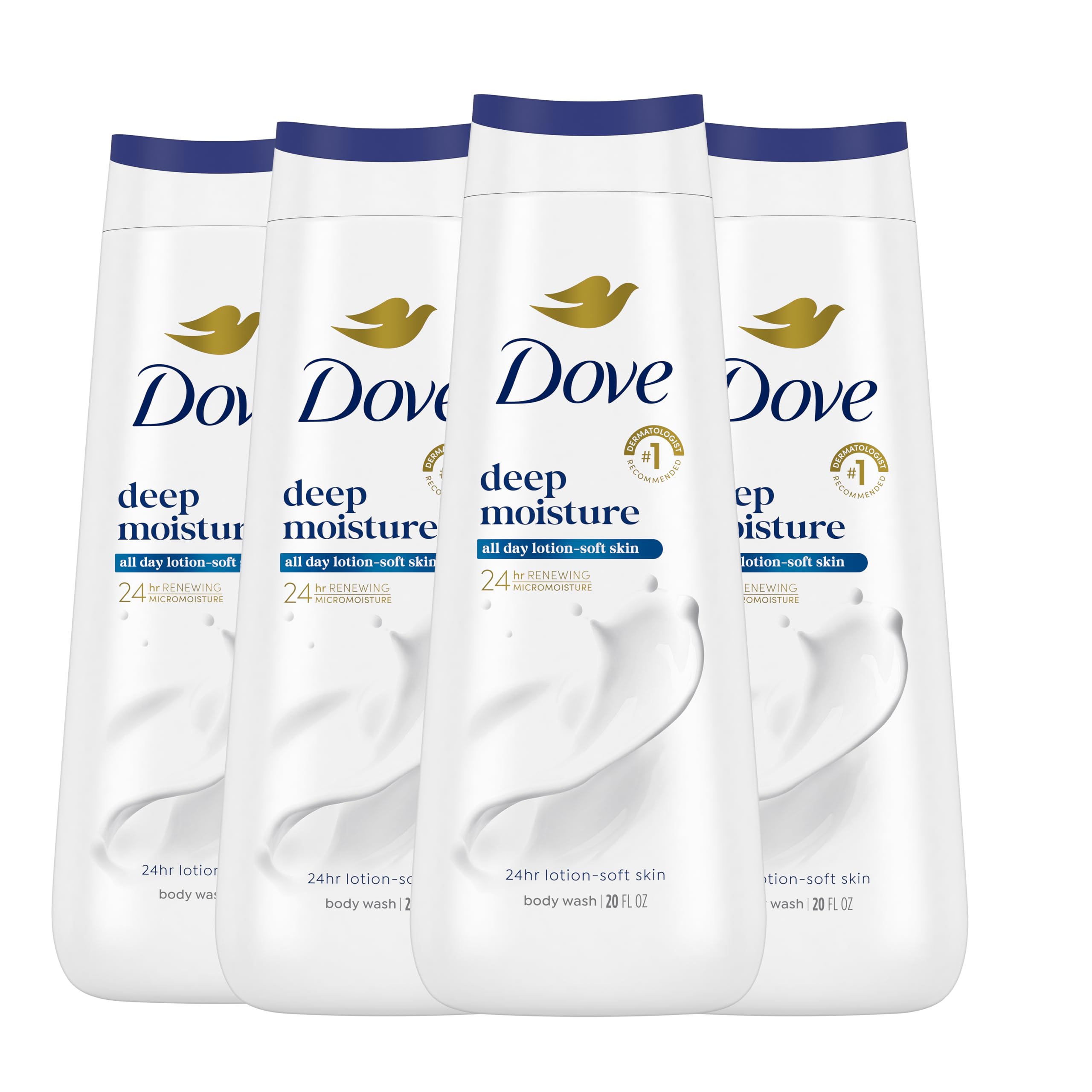 Dove gel de ducha nutritivo, vertido en la palma para una espuma suave