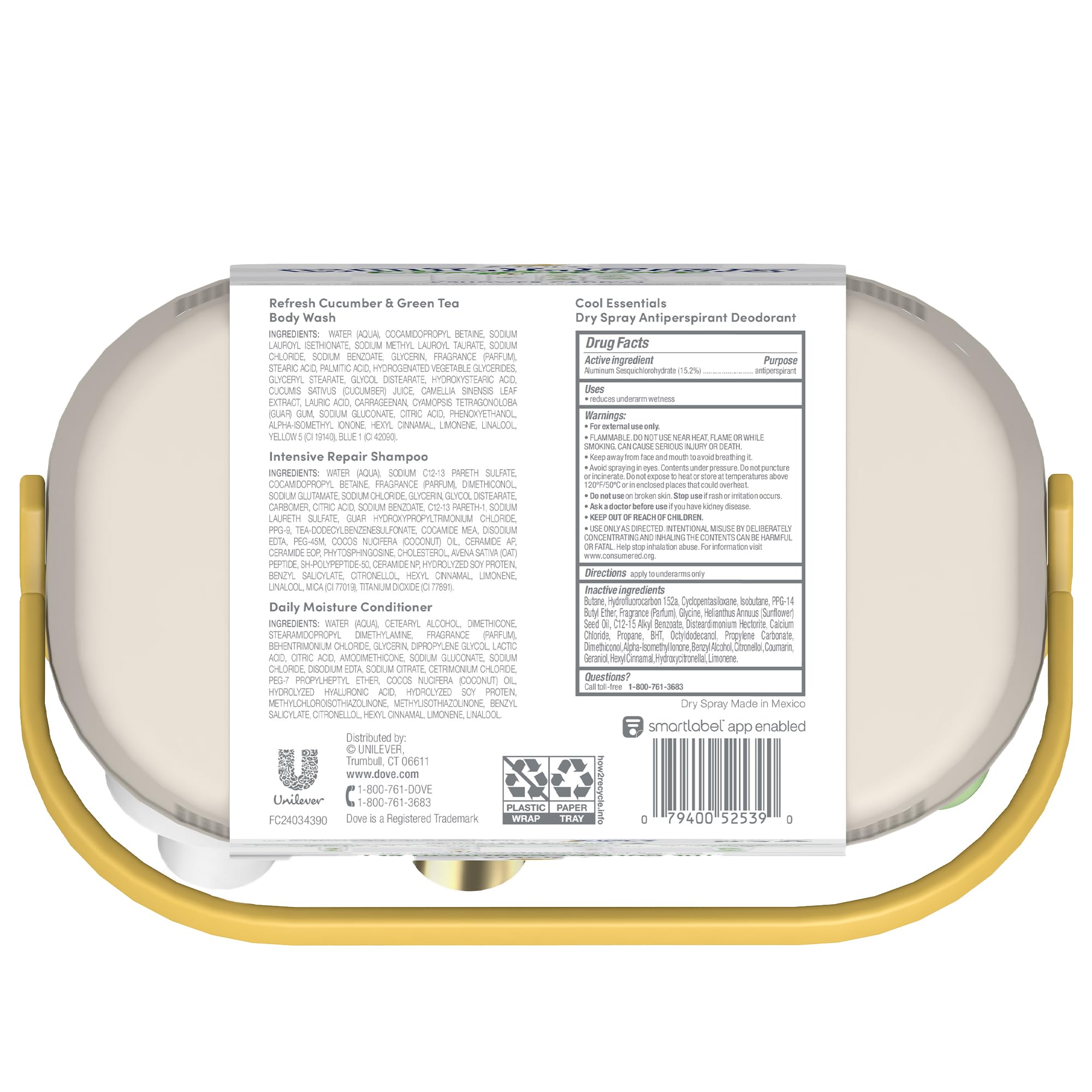 Dove gel de ducha pepino y té verde, aroma fresco y hidratación suave.