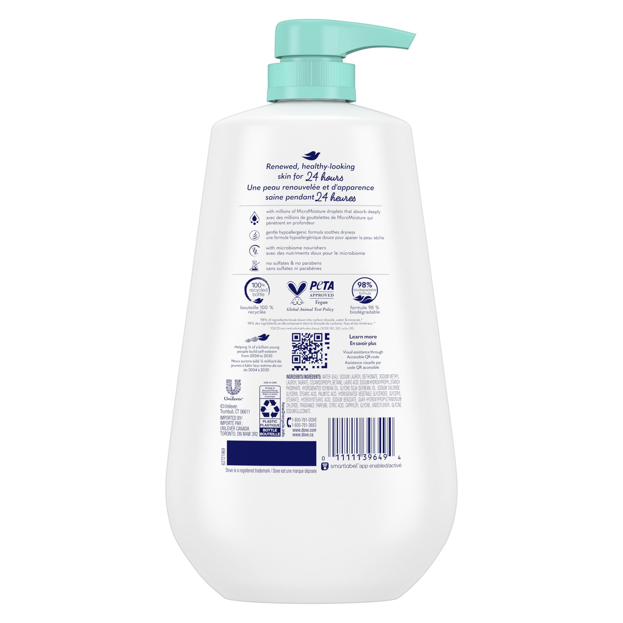 Dove gel de ducha para piel sensible, textura espumosa deja la piel suave