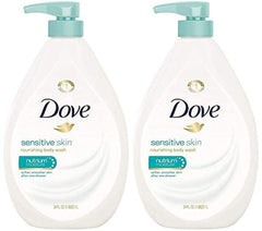 Dove gel ducha piel sensible, botella con bomba, paquete 2 para uso diario suave.