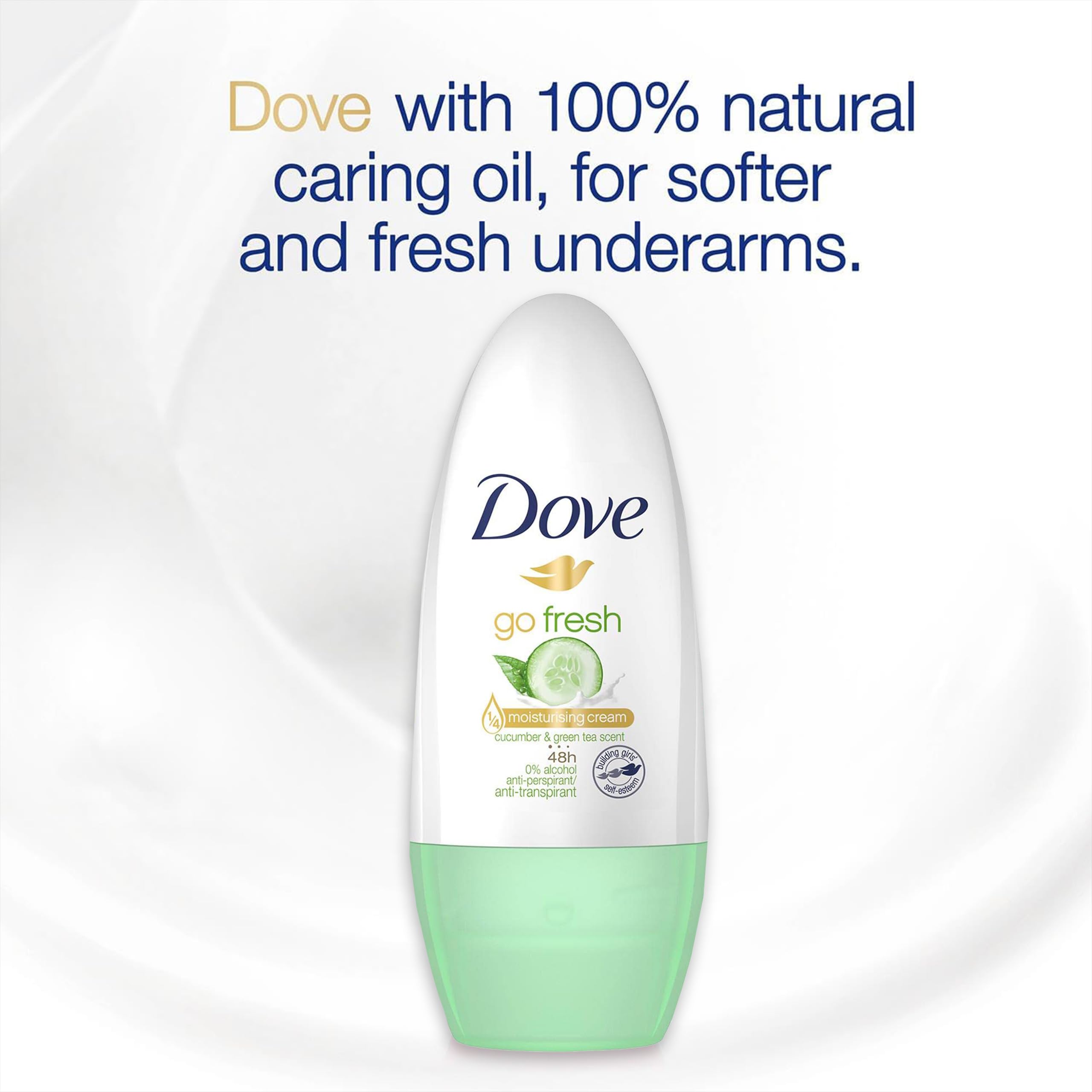 Aroma ligero de pepino y té verde en Dove Go Fresh para uso diario