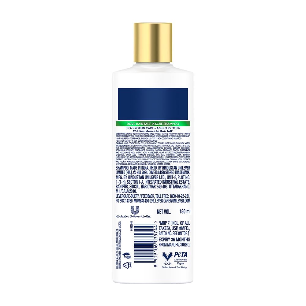 Champú Dove para la caída del cabello, ingredientes clave resaltados