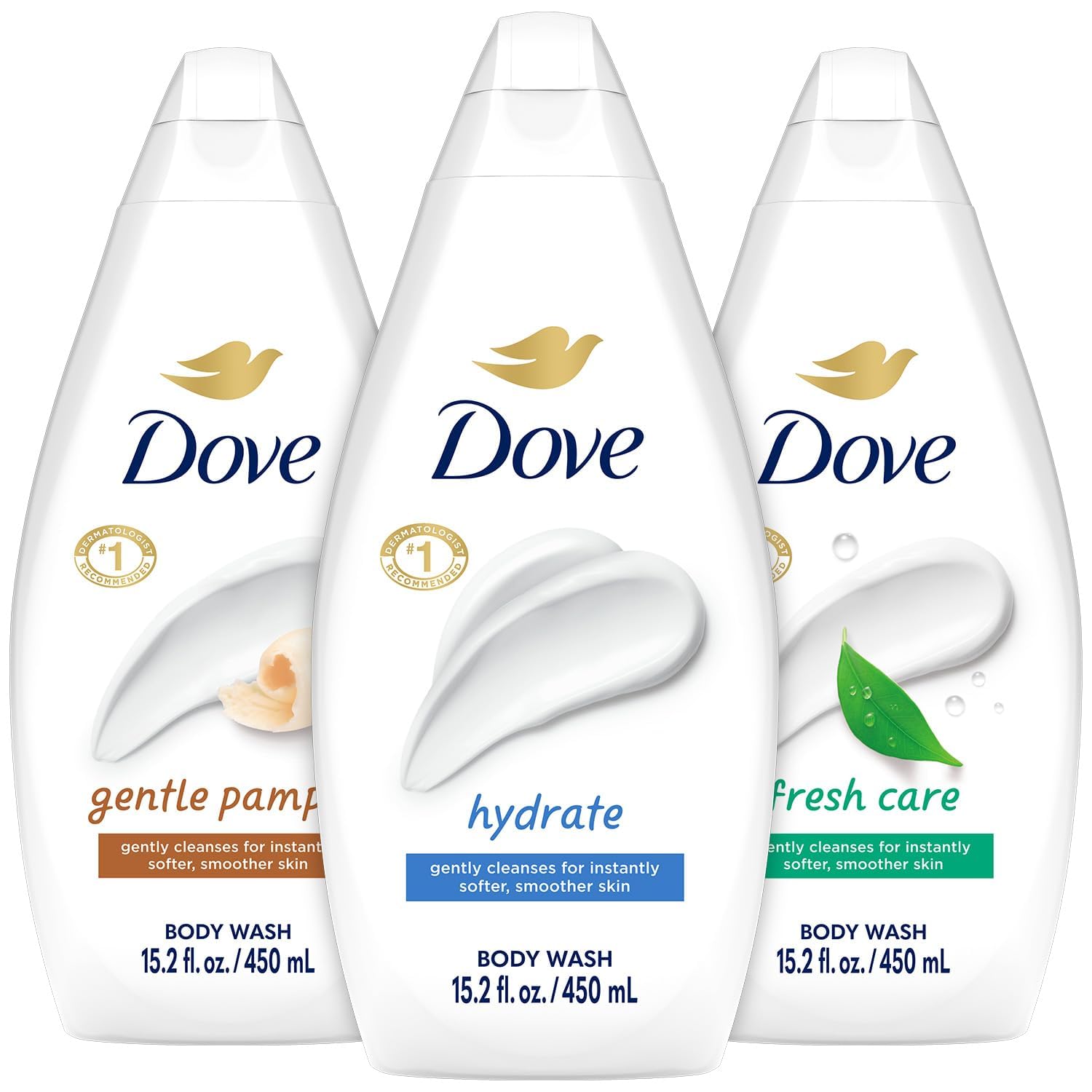 Dove Hidratante Cuerpo, botella frontal, promueve piel suave tras la ducha.