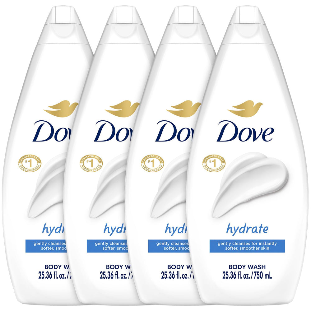 Dove Hidratante Ducha Corporal, botella 4-pack, piel suave tras la ducha