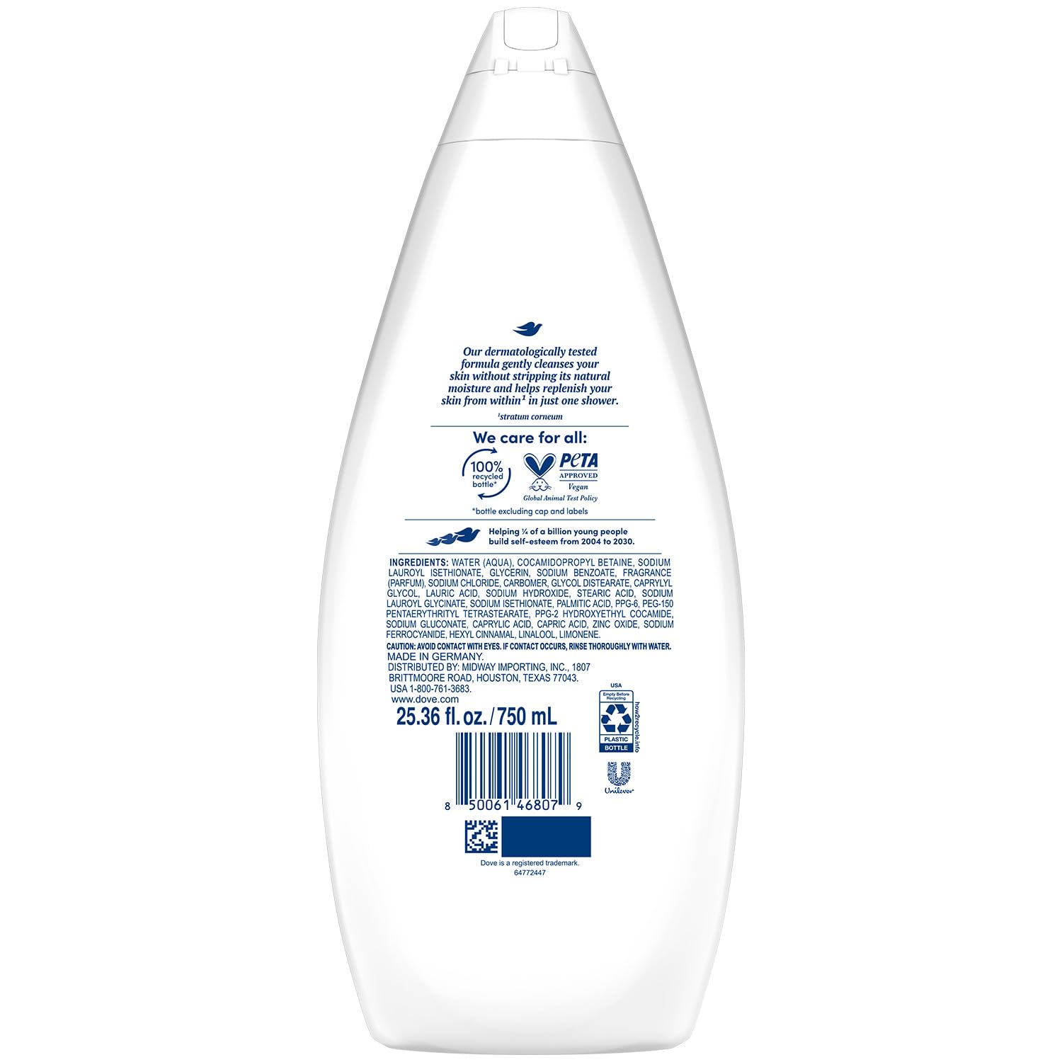 Dove Hidratante para Ducha Corporal, espuma cremosa que cuida la piel sensible