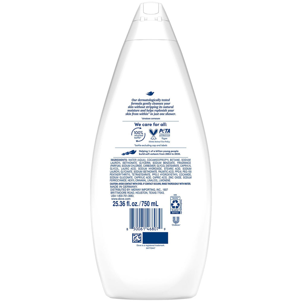 Dove Hidratante para Ducha Corporal, espuma cremosa que cuida la piel sensible