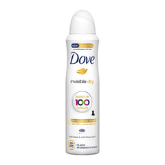Dove Invisible Dry, lata de antitranspirante, protección 24 horas sin manchas.