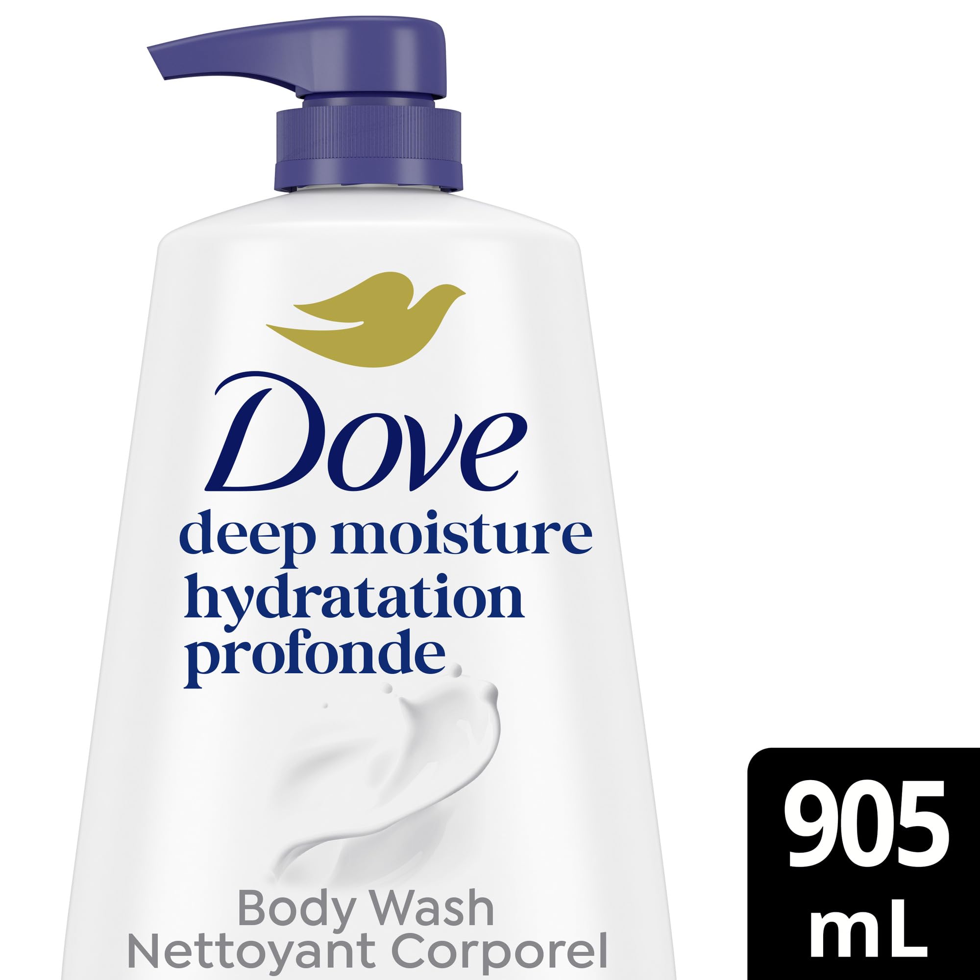 Dove jabón corporal espumoso crema para piel suave tras ducharse.