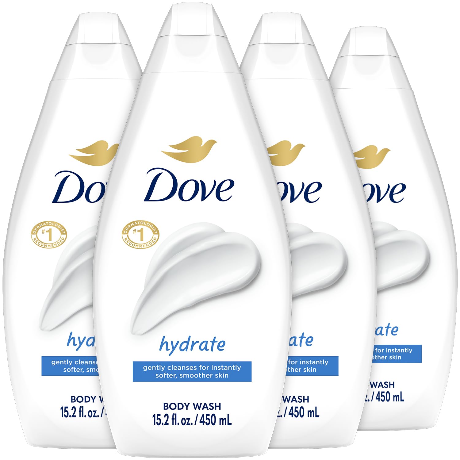 Dove hidratación profunda: botella con espuma cremosa para piel suave y nutrida.
