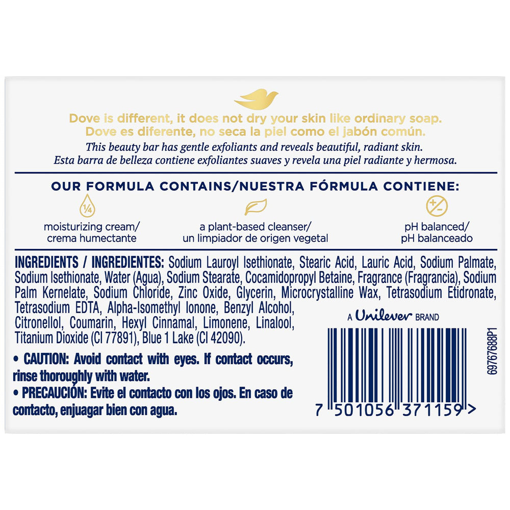 Jabón Dove crema hidratante para piel suave y flexible