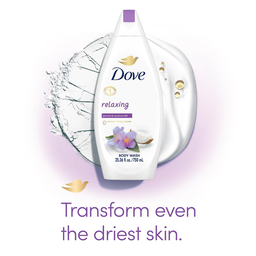 Aplicación en la ducha con Dove Jabón Corporal, aroma relajante de lavanda y romero.