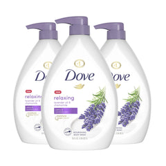 Dove jabon-cuerpo relajante con lavanda y camomila, pompa para uso diario.