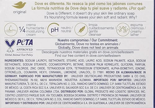 Dove Jabon Original para piel sensible, fórmula suave y hipoalergénica.