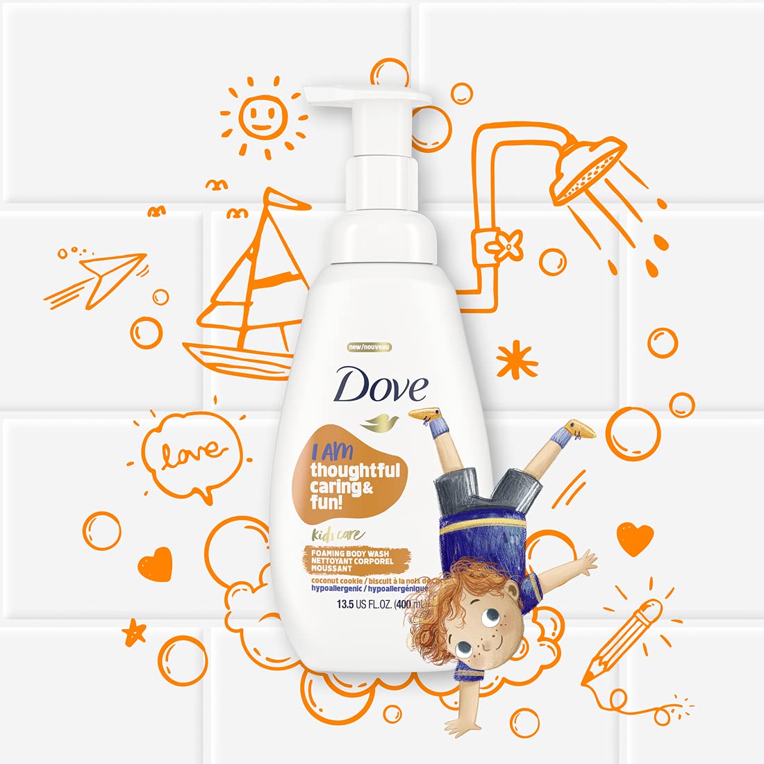 Dove Kids Care, olor Coco Cookie, rutina de baño agradable.