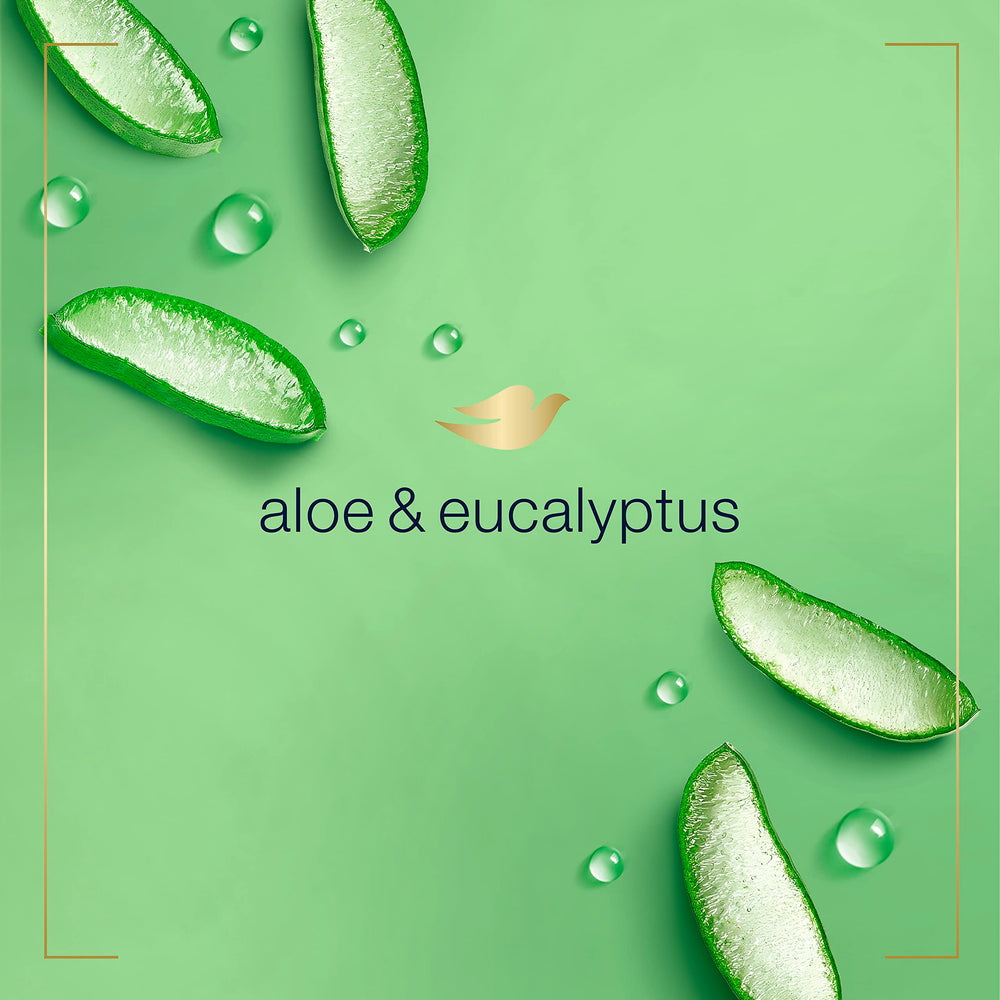 Dove Lavado de Manos Aloe Eucalipto, envase reciclado para sostenibilidad.