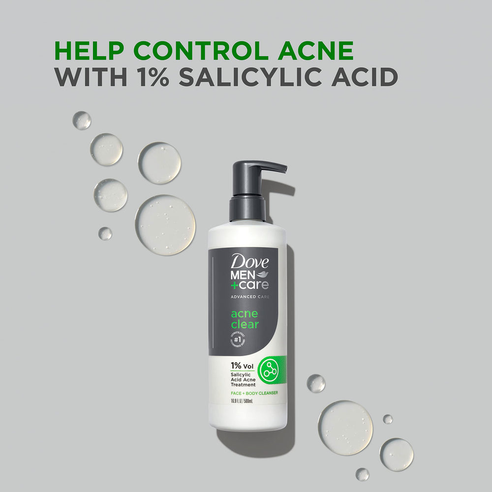 Dove Men+Care Acne Clear: lavado suave para rostro y cuerpo propensos al acné