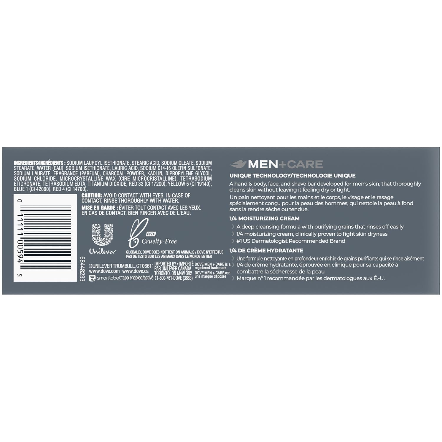 Dove Men+Care barra exfoliante carbón arcilla para manos, suavidad diaria