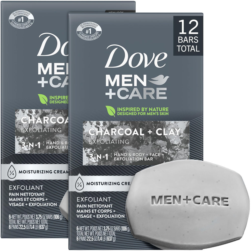 Dove Men+Care barra exfoliante carbón arcilla para rostro, limpieza profunda