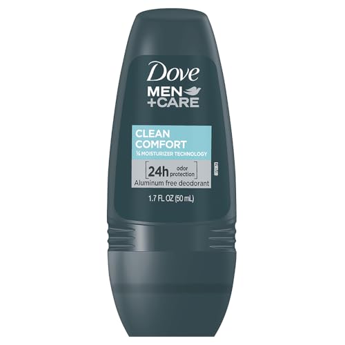 Detalle de la aplicación Dove Men+Care Clean Comfort desodorante rodillo para uso diario.